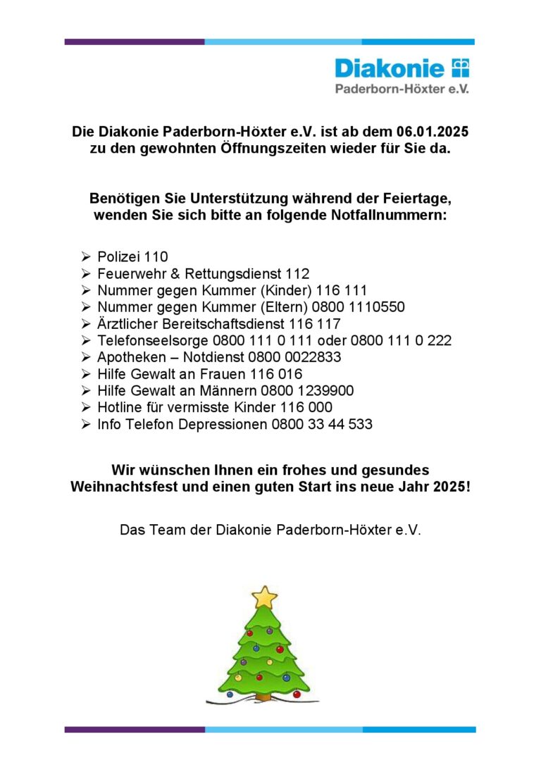 Notfallnummer Weihnachten 2024